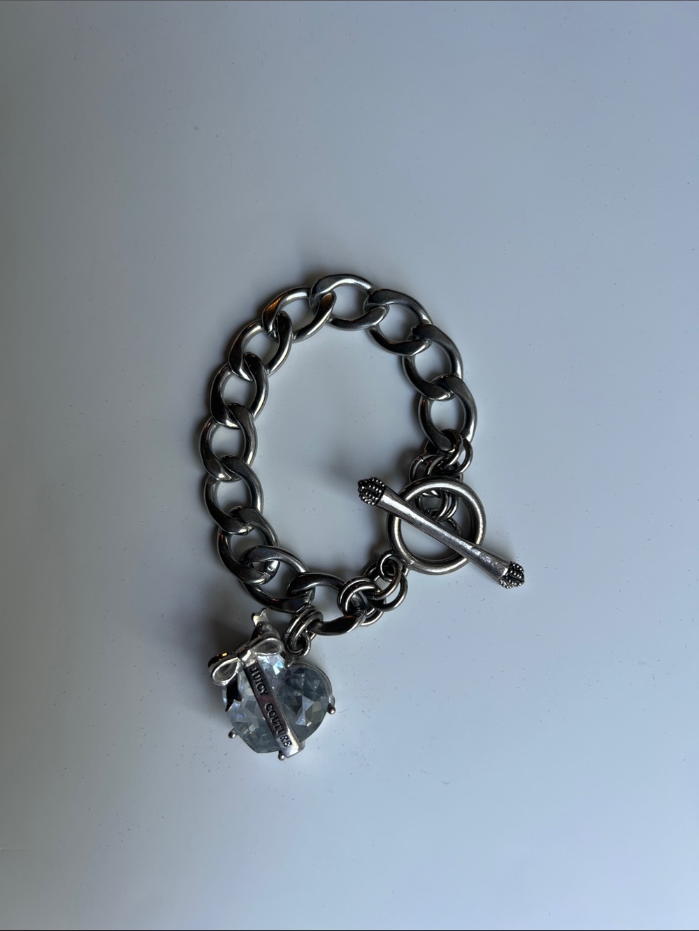 Juicy Couture Bow Heart Toggle Bracelet Silver